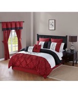 Hotel Collection 12-Piece Bed-In-A-Bag Red Black Queen Polyester - £96.70 GBP