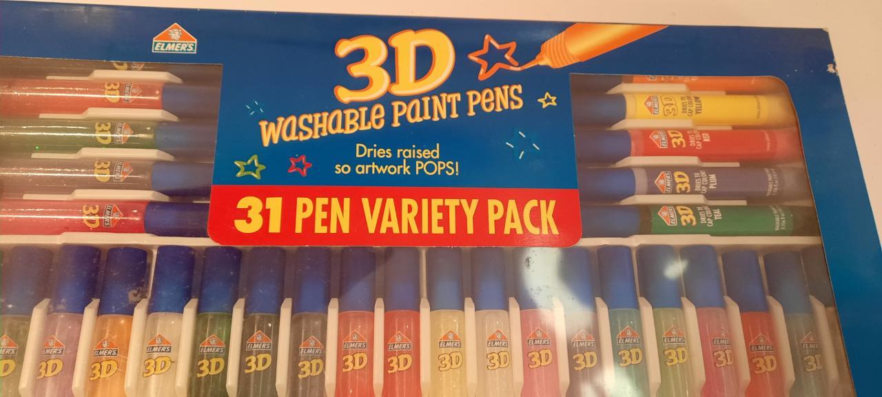 Elmer's 3D WASHABLE PAINT PENS 31 Pen Variey Pack Craft Markers & Pens