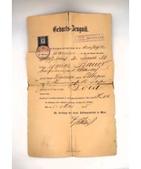Antique 1884 Birth Document Israel Dora Bauer Vienna Rare Unusual Ephemera - $250.00