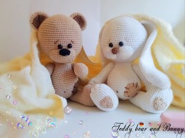 Teddy bear and Bunny * Pdf crochet pattern * Amigurumi toy * stuffed animals *  - £3.00 GBP