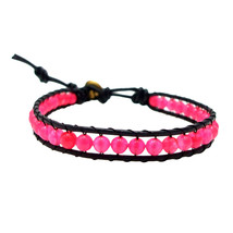 Bohemian Aum Round Pink Quartz Unisex Beaded Bracelet - £7.07 GBP