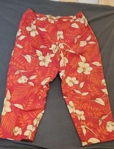 Talbots Women&#39;s Silk/Linen Pants Sz 16WP Hibiscus Lined Side Zip Island Vacation - £19.91 GBP