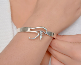 Egypt eye of Horus bracelet sterling silver bracelet cuff jewelry handmade - $170.24+