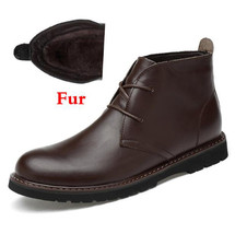 Natural Leather Desert Men Boots Plus Size Handmade Thin Plush Ankle Boots Retro - £79.35 GBP