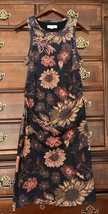 Cleo + Wolf Floral Sleeveless Dress Medium Bodycon Stretch Sunflower ruc... - $19.77