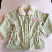 Baby Q Infant Toddler Fleece Jacket w fur Mint Green Sz 24 mos 100% Poly... - $9.90