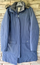 Duluth Trading Down Parka Coat Women LARGE Jacket Wind Waterproof Hood Blue Gray - £249.52 GBP