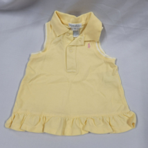 Ralph Lauren Baby Girl Yellow Tank Pink Polo Dress Ruffle Pony 9 m Preppy Outfit - $13.86