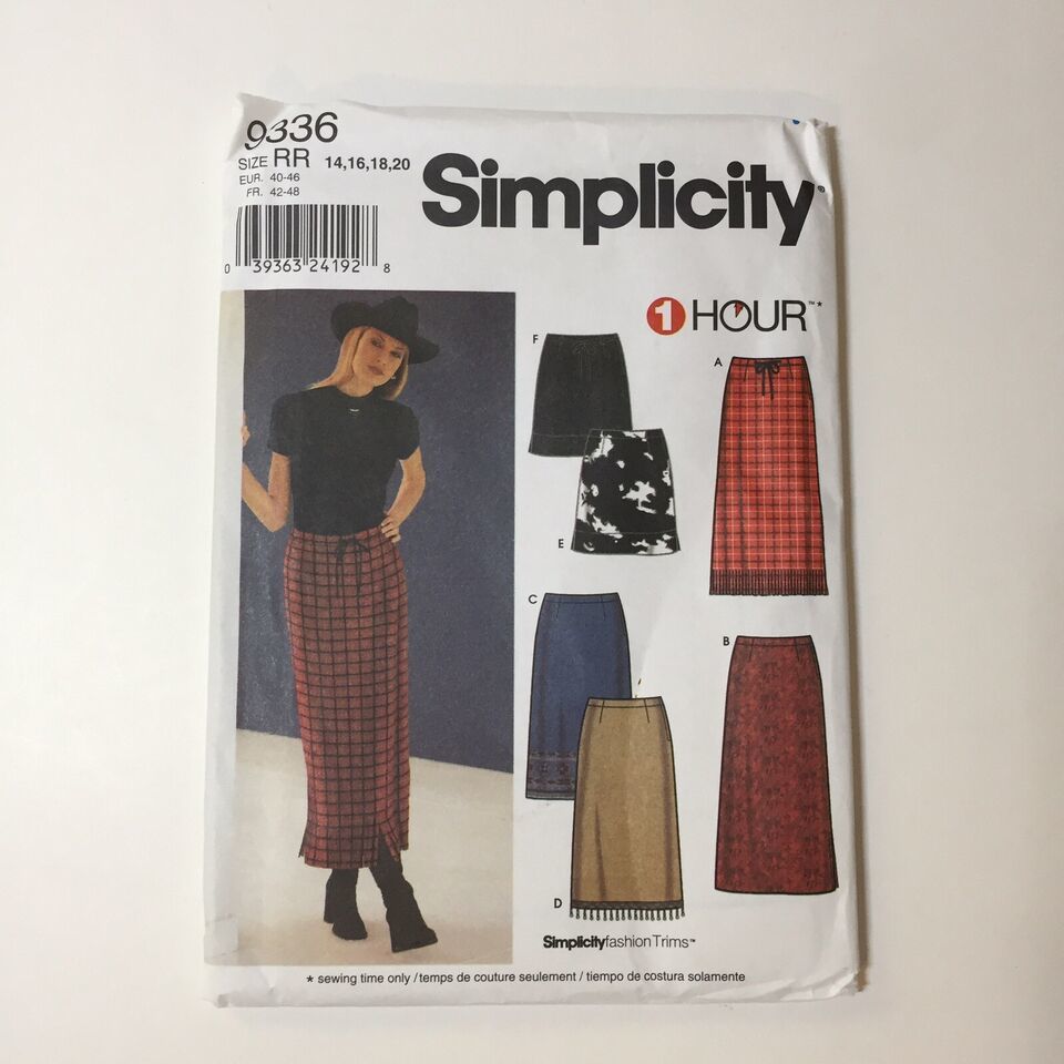 Simplicity 9336 Size 14-20 Misses' Skirt Relaxed Fit - $12.86