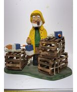 Maine Lobsterman with Traps &amp; Buoys- Signed &amp; Dated - Carved Wood Carica... - $88.00