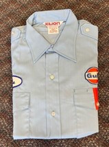 Gulf Oil Service Station Shirt vintage 70s Mens Large employee NOS patch... - £63.94 GBP