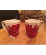 Set of 2 Starbucks Christmas Coffee Mugs Cups Red White Flower Burst 11 ... - €11,25 EUR