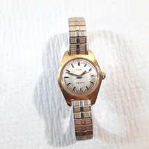 Vintage Timex Electric Watch Gold Tone Round stretch Automatic For repai... - $11.00