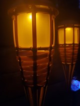 4 Pcs Solar Tiki Torch Synthetic Bamboo-Garden Light - £52.37 GBP