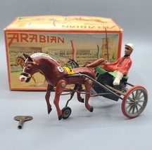 VTG Arabian Sulky Horse Racing Tin Wind-Up w/Orginal Box, D.G.M. Western Germany - £78.45 GBP