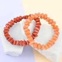 Set of 2 Beaded Stretch Bracelet - Red Jasper &amp; Red Aventurine All Natural Gems - £13.75 GBP