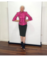 Pink Silk Career Shirt Button Up Pretty Pink Shirt Blouse Jacket - €287,59 EUR