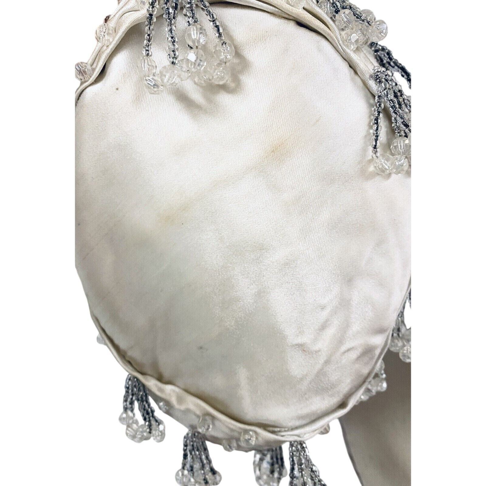 VINTAGE SCHIAPARELLI Hat White Satin Pillbox Crystal Beads Wedding Cocktail 1950 Item image 9