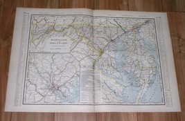 1908 Original Antique Large 26 X 18 Map Of Maryland Baltimore Delaware / D.C. - £20.44 GBP