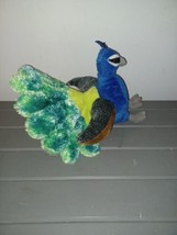 Wild Republic Cuddlekins Peacock 8&quot; Plush Stuffed Animal Blue Green Yellow 2013 - $10.00