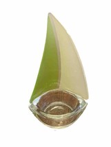 Tealight Sailboat Kate Aspen Frosted Glass Candle Holder Green White 5 Inch Tall - £12.39 GBP
