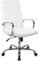 White Leathersoft Executive Swivel Office Chair With Chrome Frame From Flash - £123.06 GBP