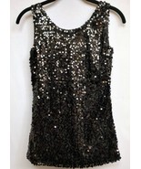 Ann Taylor ? Sequin Vest Women&#39;s Size Small Black Pullover Cotton Blend ... - £6.41 GBP