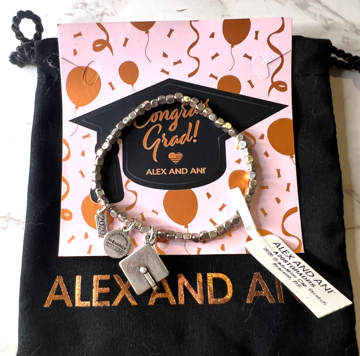 Alex and Ani 2020 Graduation Cap Stretch  Bracelet NWT, Card, and Pouch (AA31) - £10.05 GBP