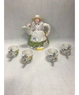 Department 56 tea pot 4 mini cups Mary Mary quite contrary  with lid cer... - £27.68 GBP