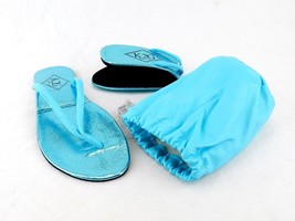 Ladies&#39; Folding Flip-Flops w/Pouch, BLUE ~ S/M/L/XL ~ Spa, Beach, Pool, ... - $8.95