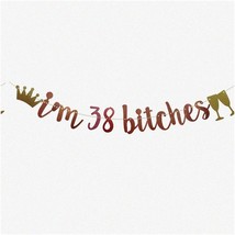 38 &amp; Fabulous Rose Gold Glitter Banner - Funny Party Decorations for 38t... - €21,64 EUR