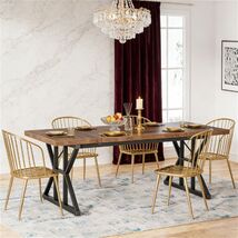 Wooden dining table, rectangular dining table with metal legs, kitchen d... - $300.00
