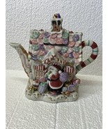 Vtg Fitz &amp; Floyd Porcelain Xmas Candy Lane Express Santas Candy Shop Teapot - $1,128.81 MXN