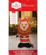 HOLIDAY TIME 886078 AIRBLOWN INFLATABLE LION IN SANTA SUIT LED 4' - NEW - $17.98