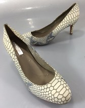 BCBGMaxazria 9.5 Faux Snakeskin Reptile Ivory Leather 3&quot; Heels Pumps - £23.50 GBP