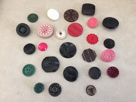 Mixed Lot 25 Vintage Art Deco Mid Century Plastic Two Hole Shank Buttons... - $46.99