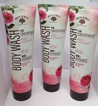 LOT 3 Bolero 2XConcentrated Rose + Coconut Re: Hydrate Body Wash 10 oz Ea SEALED - £19.77 GBP