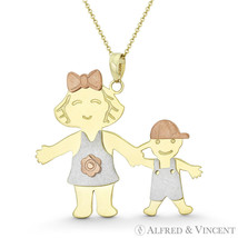 Mother &amp; Son Baby Boy 14k Rose, White, &amp; Yellow Gold 30x32mm Celebration Pendant - £212.96 GBP+