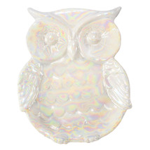 Owl CBG104 Ceramic Shaped Jewelry Trinket Tray Dish Iridescent White 5.25&quot; L - £18.19 GBP