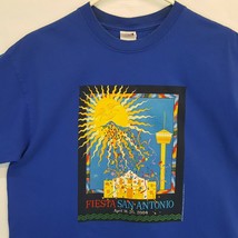 Vtg San Antonio Texas Fiesta Festival Sun Mariachi T-Shirt Blue Sz L USA Anvil - £14.82 GBP