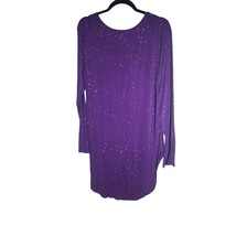 APT 9 ESSENTIALS Size Large Purple Long Sleeve Jersey Tunic Top Speckled - $14.99
