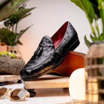 Aubiere Genuine Ostrich Quill Tassel Loafers Black image 9