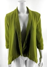 Alberto Makali Blazer Jacket Sz Large Avocado Green Open Front Wool Blen... - $39.60