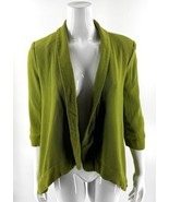Alberto Makali Blazer Jacket Sz Large Avocado Green Open Front Wool Blen... - $741.37 MXN