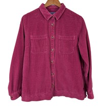 L.L. Bean Shirt Womens Large Purple Pink Wide Whale Corduroy Button Shacket 90s - £30.44 GBP