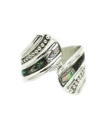 Taxco Mexico Abalone Inlay Clamper Cuff Bracelet Sterling Silver 48.9 Grams - £215.36 GBP