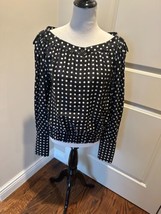 Nwot Ysl Rive Gauche Black And White Polka Dot Long Sleeve Blouse Sz It 42/US 8 - £283.02 GBP