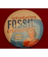 Vintage Fossil Pin Back Button Introducing Fossil Eyewear 2.5&quot; Diameter - $13.52 CAD