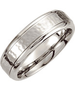 Men&#39;s Cobalt 7mm Grooved Edge &amp; Hammered Wedding Ring - $169.99