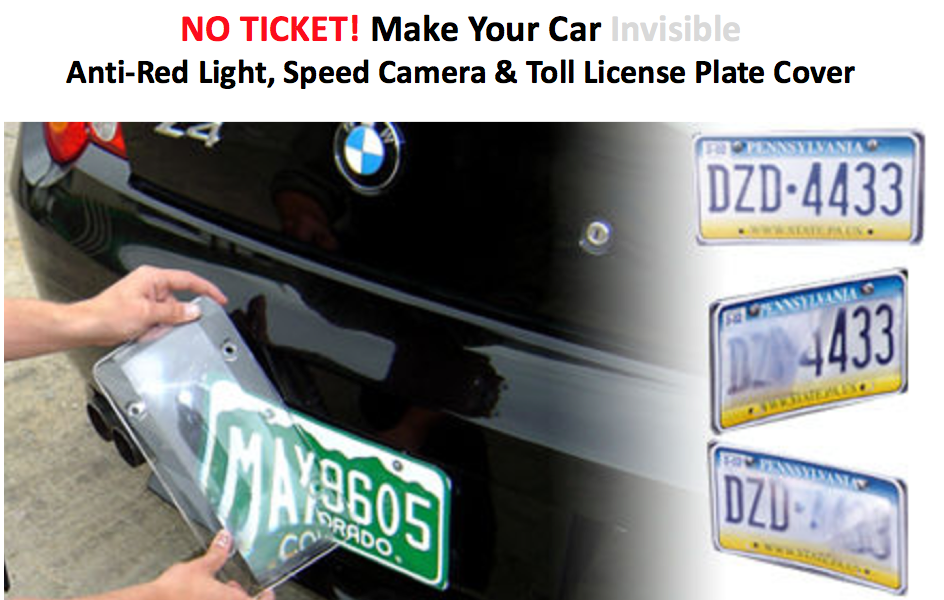 Clear Lens License Plate Cover against Red Light / Speed Photo Camera